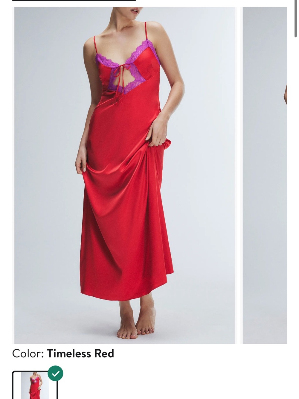 Savage X Fenty Timeless Red Maxi Slip with Purple Lace Trim
